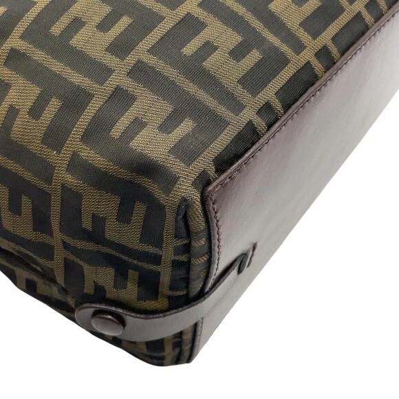 Fendi Zucca Pattern Canvas x Leather Khaki Tote Bag w/ Dust bag - Picture 9 of 16